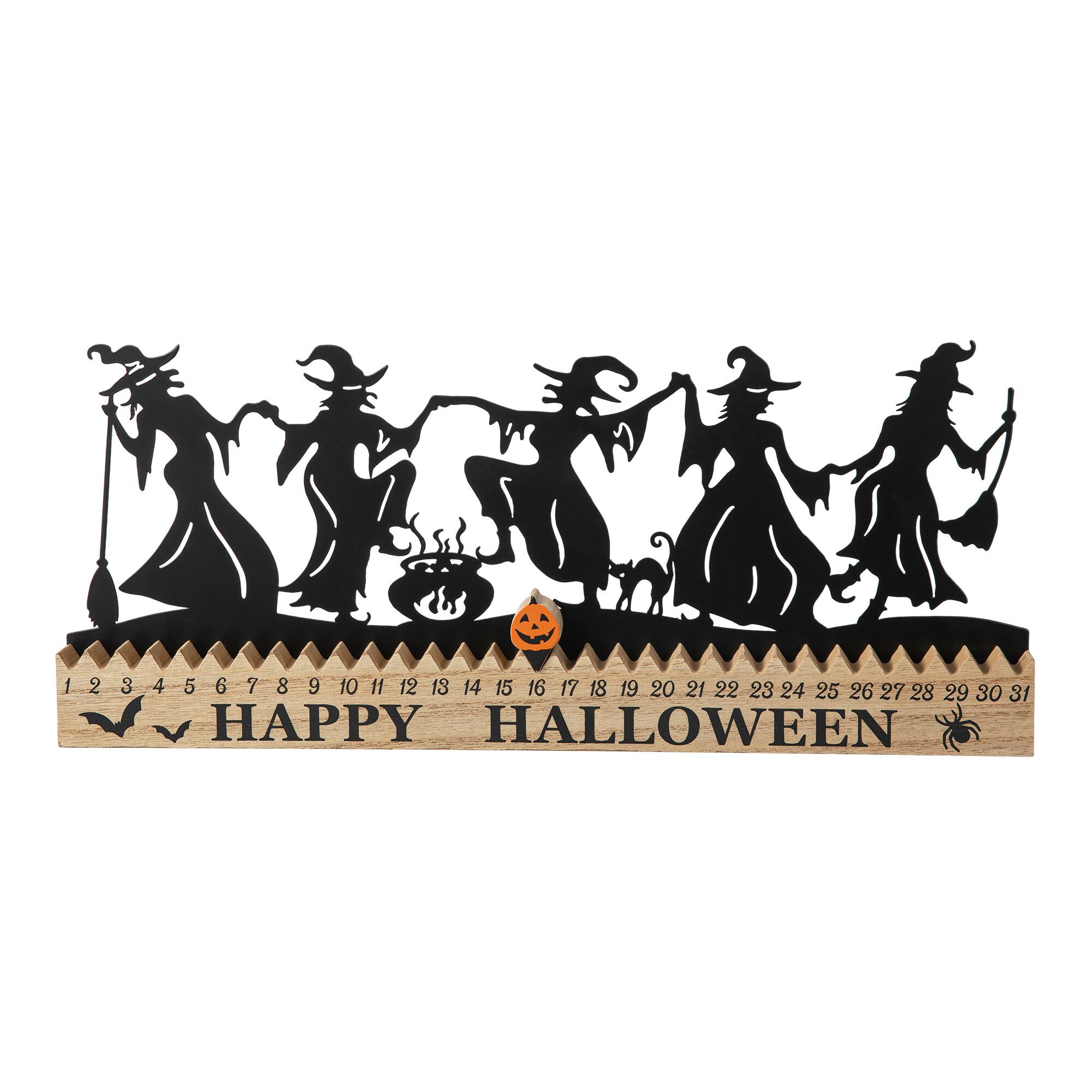 Glitzhome® 18" Halloween Dancing Witch Silhouette Countdown Table Sign